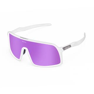 NEIBO FALCON - matte white/purple Sluneční brýle + náhradní sklo černé