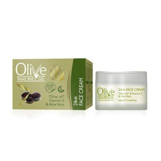 OLIVE 24h krém na obličej Vitamin E a Aloe vera 50 ml (Olivový krém a obličej s aloe vera a vitamínem E, 50 ml)