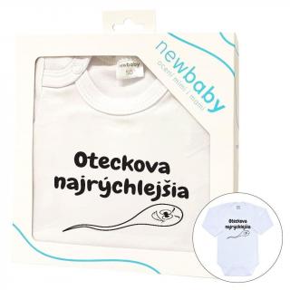 Body s potiskem New Baby Oteckova najrýchlejšia - darčekové balenie 74 (6-9m)