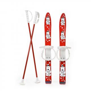 Dětské lyže s vázáním a holemi Baby Mix 70 cm červené
