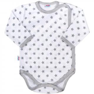 Kojenecké celorozepínací body New Baby Classic II šedé s hvězdičkami 56 (0-3m)