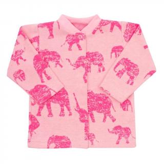 Kojenecký kabátek Baby Service Sloni růžový 68 (4-6m)