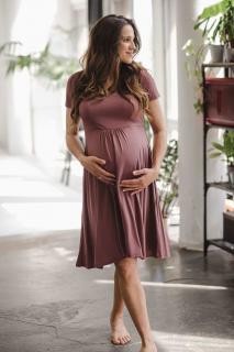 Těhotenské a kojící šaty Mommy Chic milk & love růžově hnědé L
