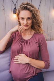 Těhotenské a kojící tričko Kangaroo milk & love růžovo hnědá L