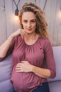 Těhotenské a kojící tričko Kangaroo milk & love růžovo hnědá S