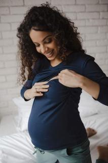 Těhotenské a kojící tričko Milk Shirt milk & love modrá M