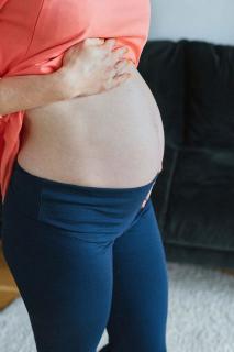 Těhotenské legíny s vysokým pasem milk & love modrá XL