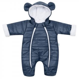 Zimní kojenecká kombinéza s kapucí a oušky New Baby Pumi blue 62 (3-6m)