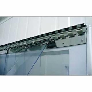 Lamelové clony - PVC závěsy - 300x3mm průsvitné PVC pásy mrazuvzdorné vroubkované - překrytí na jeden hák - 33,3% - 5cm - cena na bázi m2