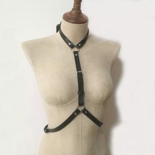 Bodypiece harness / pásek / choker - černý koženkový basic