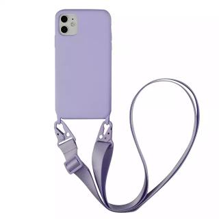 IPHONE Crossbody kryt / závěs na telefon s popruhem - světle fialový kryt / fialový popruh Velikost: Iphone 12 MINI