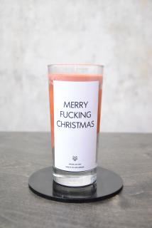 IRONIC CANDLES - MERRY FUCKING CHRISTMAS / orange red - vanilka Velikost: Velká