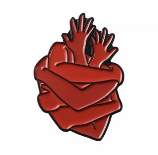 Pin / Brož odznáček Srdce ruce - červené Barva: Červená