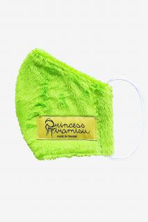 PRINCESS TIRAMISU unisex rouška / maska - zelená chlupatá - NEON GREEN FLUFFY Velikost: M