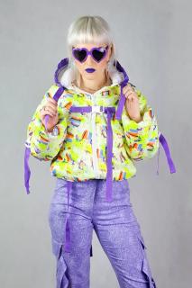 PRINCESS TIRAMISU zimní bunda pestrobarevná pouffer neon Velikost: L