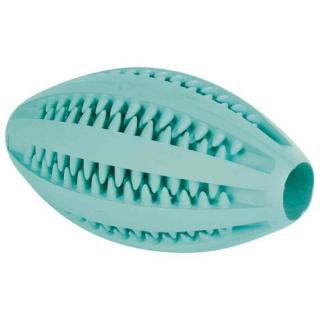 Dentální gumový rugby míč s mátou, zelený - 11 cm