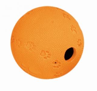 Gumový míček na pamlsky oranžový -  7 cm