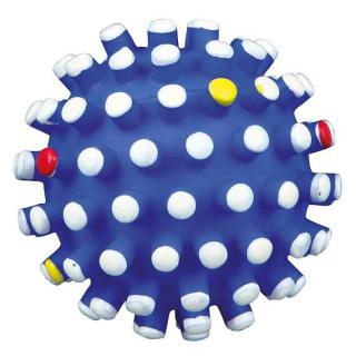 Pískací gumový míček se špuntíky - 10 cm, různé barvy