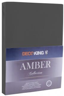 100x200 cm Bavlněné jersey prostěradlo Amber grafitově šedá Deco king 100-120x200