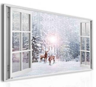3D obraz okno jeleni 120x80 cm