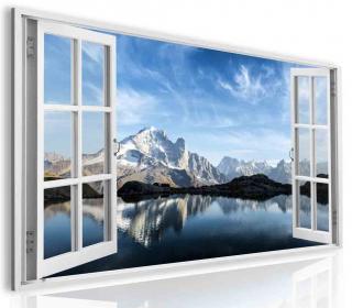 3D obraz okno na Lac Blanc 120x80 cm