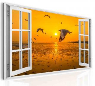 3D obraz okno s racky 120x80 cm