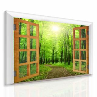 3D obraz okno zelený les 120x110 cm