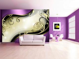 Abstraktní tapeta fialové zlato 350x245 cm