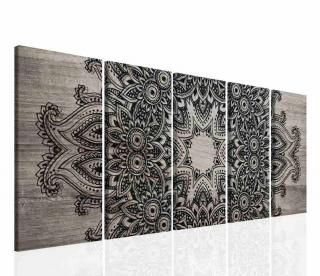 Obraz Mandala na dřevě Black 150x60 cm