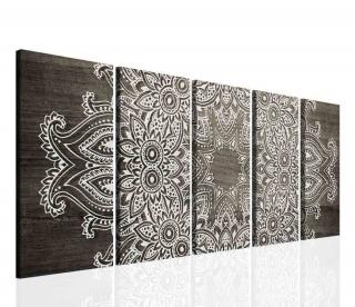 Obraz Mandala na dřevě Grey 150x60 cm