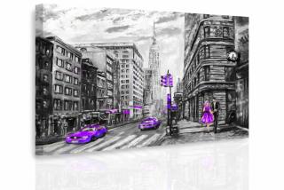 Obraz New York malovaný Purple 90x60 cm