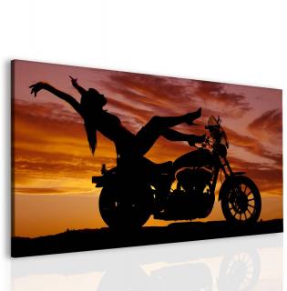 Obraz žena na motorce 110x60 cm