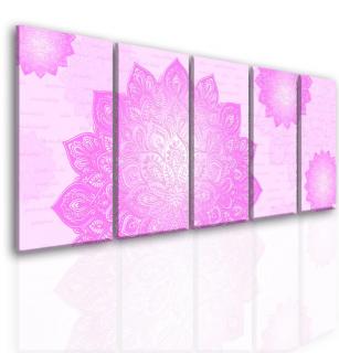 Pětidílný obraz mandala Pink 150x60 cm