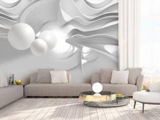 Samolepicí 3D tapeta bílé vlny 343x245 cm