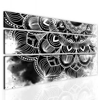Třídílný obraz mandala černobílá 150x90 cm