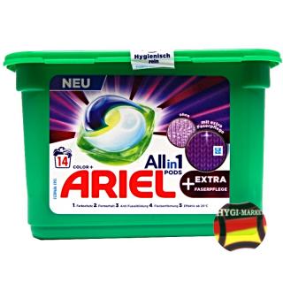 Ariel kapsle ALLin1 pods COLOR plus Extra Faserpflege 14 ks (nyní v kartonové krabičce) (dovoz z Německa)