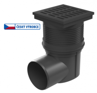 Kanalizační vpusť boční DN 110 s vodní hladinou a plastovou mřížkou 150x150 mm (KVB 110 V) CHUDĚJ