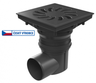 Kanalizační vpusť boční DN 110 se suchou klapkou a plastovou mřížkou 245x245 mm (KVB 110/250 S P) CHUDĚJ
