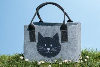 GILDE nákupní filcová taška - Kočka / světle šedá (Náš miláček Micka)
