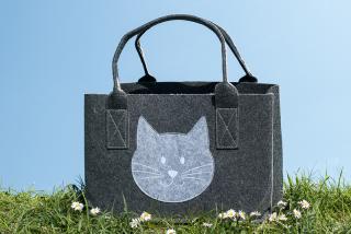 GILDE nákupní filcová taška - Kočka / tmavě šedá (Náš miláček Micka)