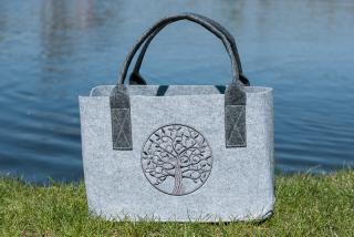 GILDE nákupní filcová taška - Strom života / světle šedá (Strom života - symbol rodinných pout)