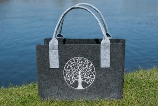 GILDE nákupní filcová taška - Strom života / tmavě šedá (Strom života - symbol rodinných pout)