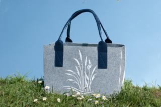 GILDE nákupní filcová taška - Tráva /  světle šedá (...taška pro Vaše pikniky "nejen" na pláži...)