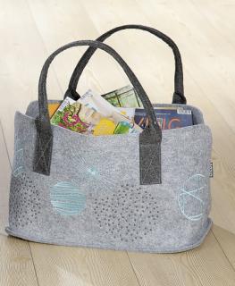 GILDE nákupní filcová taška - Vesmír - Světle šedá  (VESMÍR)