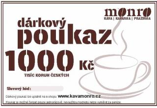 Káva Monro Dárkový poukaz na nákup čerstvě pražené kávy 1000Kč elektronicky