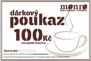 Káva Monro Dárkový poukaz na nákup čerstvě pražené kávy 100Kč elektronicky
