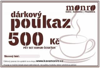Káva Monro Dárkový poukaz na nákup čerstvě pražené kávy 500Kč elektronicky