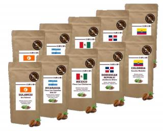 Káva Monro Degustační sada různých káv 100% výběrových Arabik 10ks po 250g