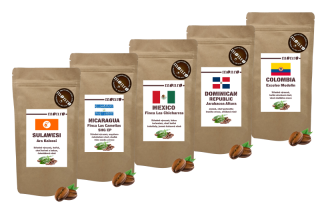 Káva Monro Degustační sada různých káv 100% výběrových Arabik 5ks po 250g