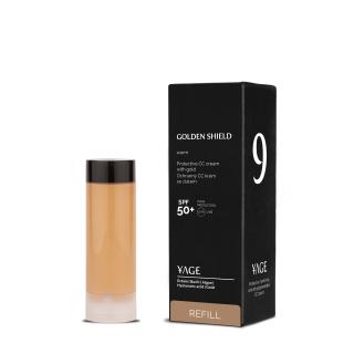 Yage č. 9 Golden shield - CC krém se zlatem a SPF 50+ Barva: střední/warm refill Ochranný CC krém se zlatem a SPF 50+